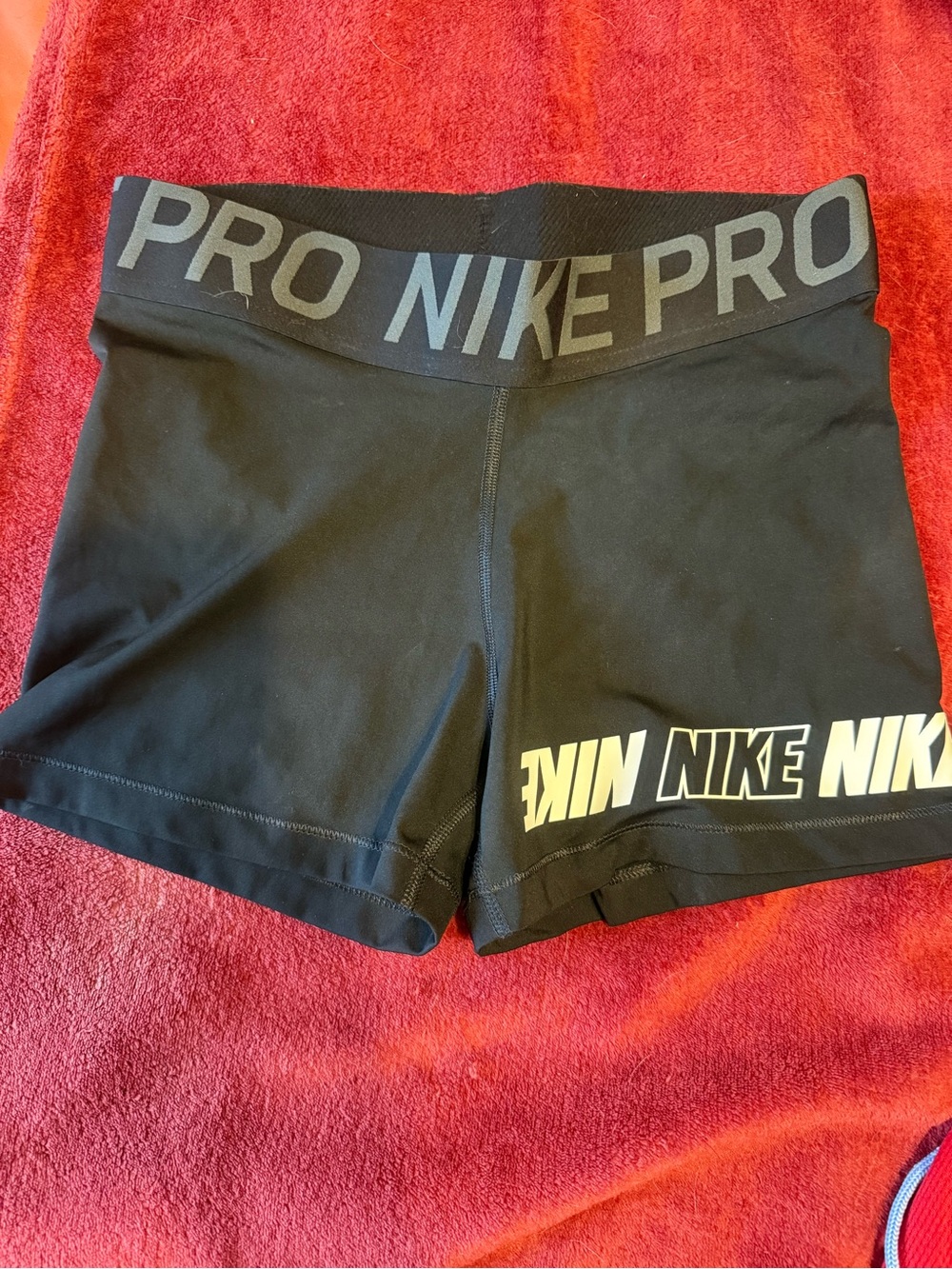 Nike Women's Dri Fit Black Pro Athletic Compression Shorts with Logo size Large